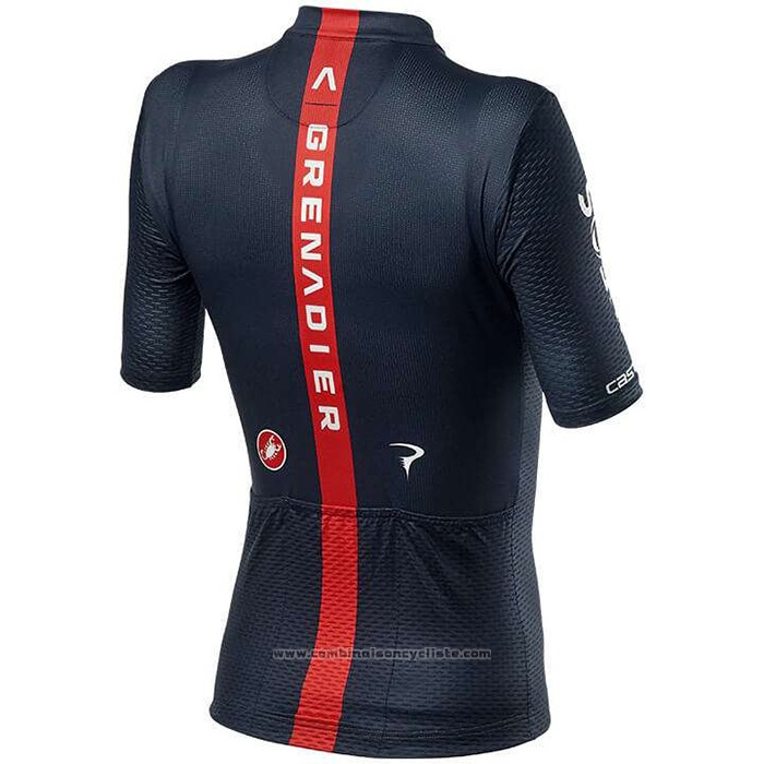2020 Maillot Cyclisme Femme Ineos Grenadiers Rouge Profond Bleu Manches Courtes et Cuissard